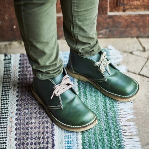Duckfeet Sjaelland Green Leather Desert Boots Crepe Rubber 37